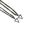 Pendant Necklaces Nature Stone Hematite Triangle Pendants And Chains 6mm Agate Beads On The Neck Of Stones Gifts For Men Jewelry Korea