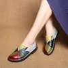 Woizgic Women's Ladies Female Woman Mother Shoes Flats本革のローファーモカシン混合カラフルな非スリッププラスサイズ42