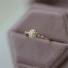 Wedding Rings Shiny Zircon Exquisite Snowflake Ring for Women 925 Sterling Silver 14k Gold Plated Romantic Jewelry 230608