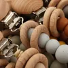 Mobiles # Clip per ciuccio per bambini Perline in silicone Catena per anello in legno Capezzolo per neonato Placare Clip porta manichino succhietto 230607