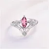Pierścienie zespołowe luksus dla kobiet dziewczyna biżuteria różowe złoto sier regulowany cyrkon kryształowy pierścień palców kropla dostawa dhzof