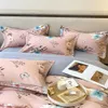 Bedding sets Svetanya Pink Butterfly Pastoral Floral Bedlinens Egyptian Cotton Bedding Set Queen King Size Fitted Sheet Duvet Cover Set 230607