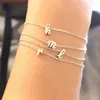 Lien Bracelets Script Initiale Lettre Bracelet En Acier Inoxydable Cursive Alphabet Charmes Bijoux Pour Demoiselle D'honneur Cadeau Personnalisé