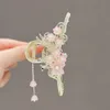 Dangle Chandelier Pink Flower Hair Claw for Women Cute Girls Clamps Hair Crab Metal Ponytail Metal Large Barrette Hair Accessories Headwear Tiara Z0608