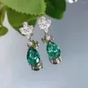 Pendientes colgantes Wong Rain Vintage Plata de Ley 925 12 8MM corte de pera Paraiba turmalina piedra preciosa gota de agua joyería regalo de Navidad