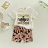 Conjuntos de ropa Moda para niños pequeños Niños bebés Ropa de verano Caballo de dibujos animados Estampado de letras Camisetas de manga corta Pantalones cortos Chándales casuales