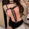 Tanks Pink Heavy Industry Lotus Leaf Camisole Vest Female Summer Sweet Hot Girl Pure Desire Short Sexy Inner Tops and Outer Wear