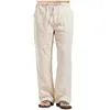 Męskie spodnie Bed Man Linen Streetwear Oww Gości męski szeroki męski 2023 Wiosenny letni joga swobodny