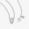 Collana Love in argento sterling 925 per Pandora Collana con ciondolo a cuore doppio Collana scintillante Gioielli firmati per donna Collana con diamanti in cristallo Love con scatola originale