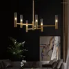 Kroonluchters Licht LED Kunst Kroonluchter Hanger Lmap Koper Luxe Postmodern Dineren Wonen Glas Hangend Slaapkamer Home Deco Multi-Head Armaturen