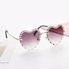 Sonnenbrille Mosengkw 2023 Mode Süße Candy Farbe Randlose Luxus Herz Diamant Gradientenlinse Brillen