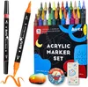 Markers Arrtx 82432 Colors Sketching Dual Brush Acrylic Paint Marker Pens On Rock Glass Canvas Metal Ceramic Mug Wood Plastic 230608