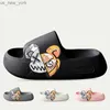 Fashion Summer New Cute Cartoon Sticker Thick Sole Women Slippers Bathroom Beach Indoor Sandals Couple Slides Soft Women Shoes L230518