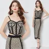 Work Dresses High Quality High-End Double-Layer Mesh Embroidery Stitching Lace Body Sculpting Strap Tube Top Waist Skirt Two-Piece Set