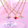 Kedjor 2023 Design Multicolor Heart Crystal Pendant Necklace For Women Girls Cute Wing Metal Fashion Jewelry Party Gift