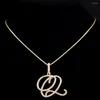 Łańcuchy A-Z Kursywna litera Początkowy Naszyjnik wisiorek CZ dla kobiet Bling Rhinestone Alphabet Metal Rope Chain Biżuteria