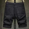 Mannen Shorts Nieuwe Zomer Wit zwart Mannen Gescheurd Gat Denim Shorts Slim Casual Knielengte Korte Rechte Gat Jeans Shorts Bermuda voor mannen J230608