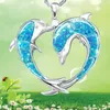 Correntes KYTRD Fashion Dolphin Animal Colar Exquisite Double Happiness Dolphins Happy Followers Gifts For Beautiful Girls