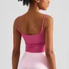 Yoga Outfit Solide Couleur Jarretelles Plis Fitness Soutien-Gorge Collants Sexy Gilet Gym Sport Top Débardeur Femme Push Beauté Retour Avec Poitrine Pad 230607