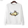 Cloocl Cartoon Totoro Sweatshirt Funny Anime Chest Printed Sportshirts Manliga kvinnliga kvinnliga skjortor Harajuku Streetwear S-7XL L230520