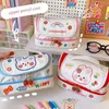 Pennsäckar kawaii väska penna fodral 2 lager hög kapacitet pennor påse gratis 1 st diy klistermärke skola brevpapper flicka gåva 230608