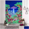 Tapestries hippie tapestry psykedelisk svamp vägg hängande trolldom främmande mysterium heminredning konst väggmålning tyg j220804 dhg0o