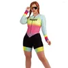 Racing sätter Brasilien Agah Macaquinh Cycling Women's Triathlon Skinsuit Jumpsuit Bike Bodysuit Kit Suit Running Mtb Long Sleeve Sportwear