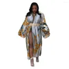 Robes décontractées Sexy femmes robe imprimée à manches longues Cardigan robe d'été mode cape haut de gamme luxe Designer vêtements Faux soie