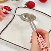 Servis uppsättningar Strawberry Set Cute Table Seary Drabla rostfritt stål Hotspinnar Sked Fork Köksredskap