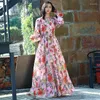 Abiti casual Chic Runway Chiffon Abito con stampa floreale Boho Plus Size Donna Beach Wedding Party Guest Maxi Baby Shower Vestidos Robe