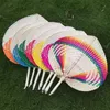 38*30cm Colorful Palm Leaves Fans Handmade Wicker Natural Color Palm Fan Traditional Chinese Craft Wedding Favor Gifts 50cps