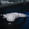 Eheringe She 2 Stücke für Frauen Solide 925 Sterling Silber Verlobungsring Braut Set 16 Karat Halo Rundschliff AAAAA Zirkon 230608