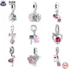 För Pandora Charms Authentic 925 Silver Beads Dingle New Butterfly Pendant Nail Polish Dabbell Love