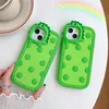 Free DHL wholesale Cute Cartoon monster dinosaur3D Case For iphone 14 Plus 13 12 11 Pro XS Max XR X Soft silicone Phone Cover With Lanyard bead Kids gift