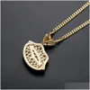 Pendant Necklaces Hip Hop Fl Red Zircon Shining Lips Necklace Gold Plated Bling Mens Rap Jewelry Drop Delivery Pendants Dhp5S