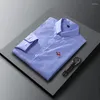 Casual overhemden heren rood blauw gestreept geborduurd logo shirt met lange mouwen klassieke verticale strepen zakelijk ontwerp werkjack