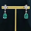 Pendientes colgantes Wong Rain Vintage Plata de Ley 925 12 8MM corte de pera Paraiba turmalina piedra preciosa gota de agua joyería regalo de Navidad