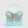 Evening Bags Rhinestones Butterfly Bow evening Bag Women designer Vintage party small flap box purse totes handbag 2022 hot pink black blue J230608