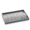 Jewelry Pouches Fashion Grey Liene Vintage Necklace Pendant Display Stand For Storage Show Case Tray 35cm 24cm 3cm