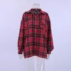 Koszule kobiet jasne Gingham Ownersed for Women Street Style Casual Shacket Bluzki i szczyty jednokierunkowe wiosna