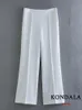 بدلات المرأة بليزرز Kondala Office Lady White Blazer Women Long Longe Deck Sashes Blazerhigh Weist Wide Leg Pants مجموعات الأزياء 230607