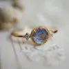 Wedding Rings LAMOON Natural Gemstone Ring For Women Topaz Abalone Shell 925 Sterling Silver Gold Vermeil Fine Jewelry Vintage Bijou Summer 230608