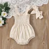 Rompers Infant Baby Girls Summer Elastic Jumpsuit Outfit Solid Color Ruched Casual Sleeveless Suspender 230607