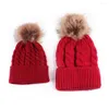 Boinas 2 peças chapéu pai-filho mais quente mãe e bebê filha filho inverno malha quente família gorro de crochê gorro de esqui