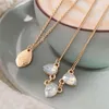 Pendant Necklaces Cute Layered Necklace Gold Color Leaf Tear Shape Linked Women Wedding Jewerly Accessories