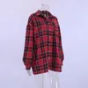 Koszule kobiet jasne Gingham Ownersed for Women Street Style Casual Shacket Bluzki i szczyty jednokierunkowe wiosna