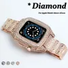 Luksusowe metalowe paski Diamond Protective Case Mod Zestaw zintegrowane lampy błyskowe Patrz pasmo Bransoletka Bransoletka Pasek do Apple Watch Series 6 7 8 44 mm 45 mm