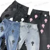 Herenjeans Herenjeans Designer Maak oude gewassen jeans chromen rechte broek hart Letterafdrukken voor dames heren casual lange stijl T230608