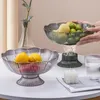 Tigelas modernas transparentes bandeja de frutas decorativas tigela de doces com base de drenagem cesta de nozes exibição de sobremesa decoração de casa