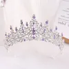 Altın Yeşil Renkler Kristal Taç Kızlar için Tiaras Headdress Prom Gelinlik Saç Takıları Gelin Aksesuarları